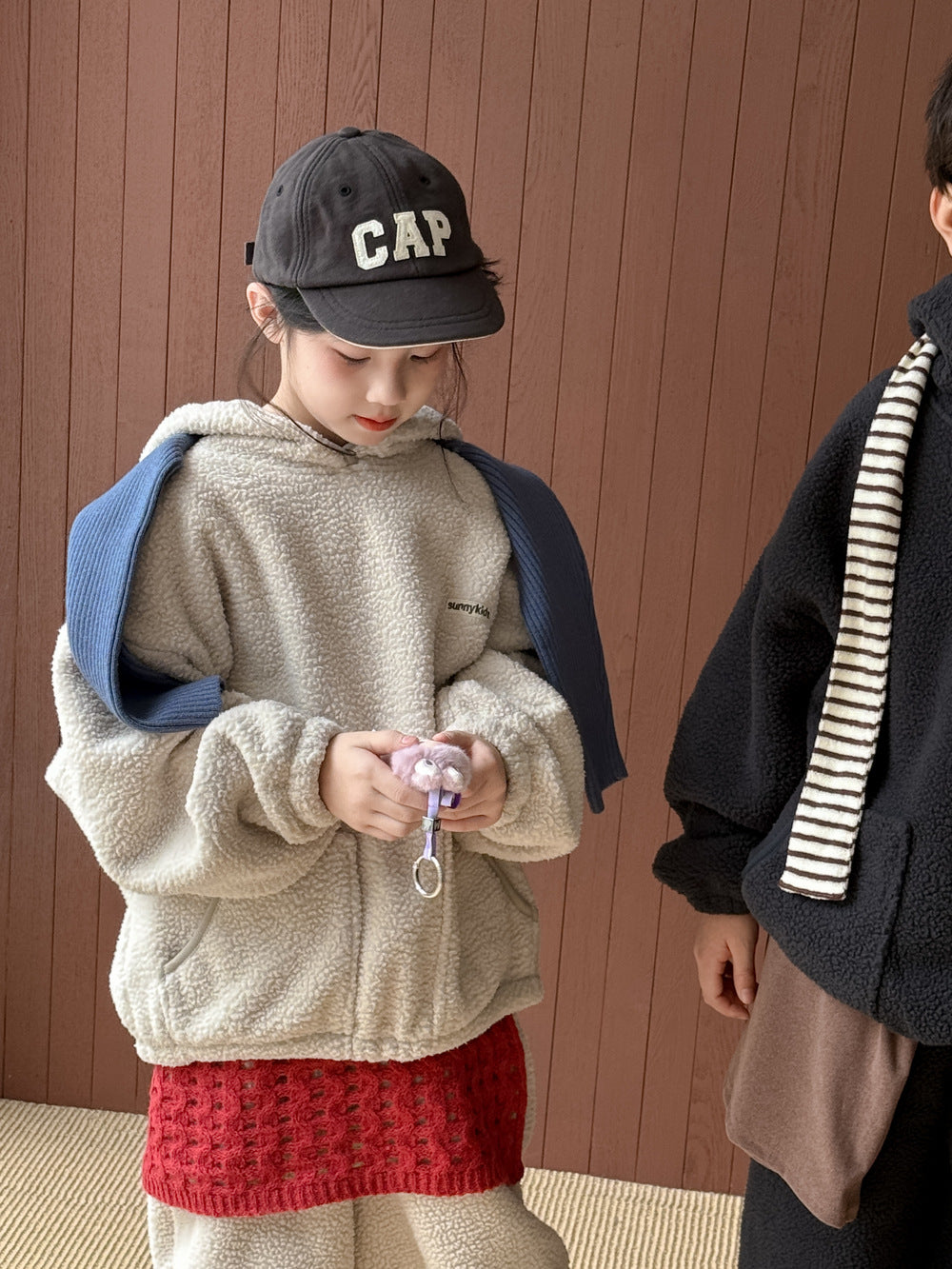 セットアップ キッズ 裏起毛 ボア 厚手 プルオーバー フード付 カジュアル【mh0011662】