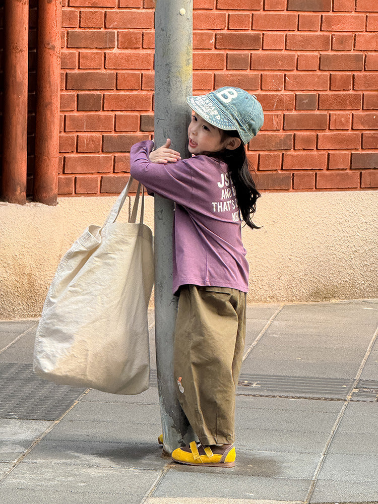 -ペンギン柄プリントTシャツ ロゴ入り長袖トップス【mh0011055】 - mamahalo shop - 長袖Tシャツ -  べビー服 - 子供服 - 男の子 - 女の子