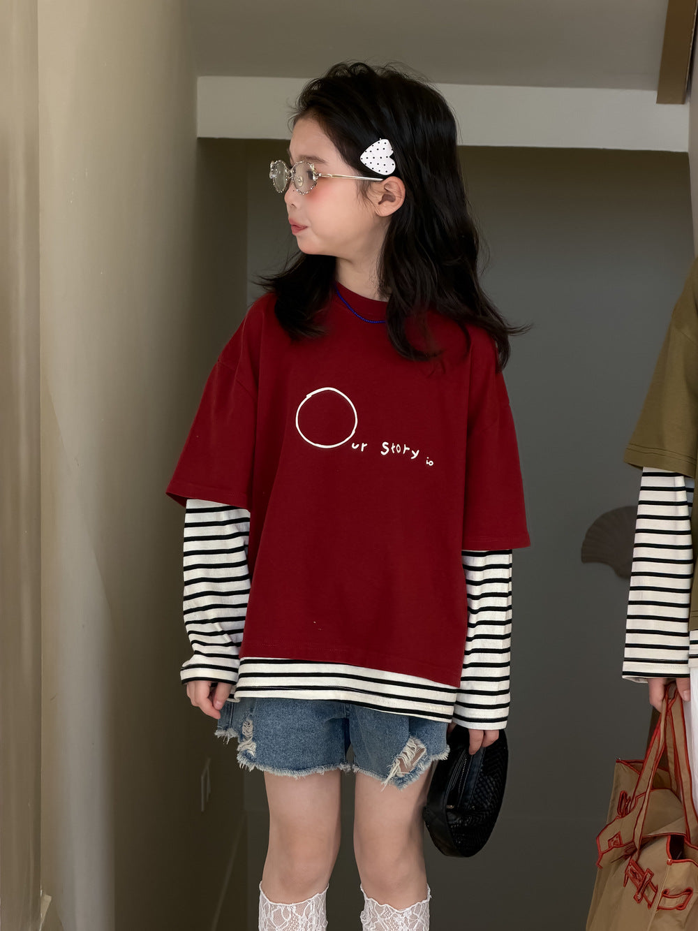 Layered Striped Long Sleeve T-shirt レイヤード ボーダー 長袖Tシャツ【mh0012517】