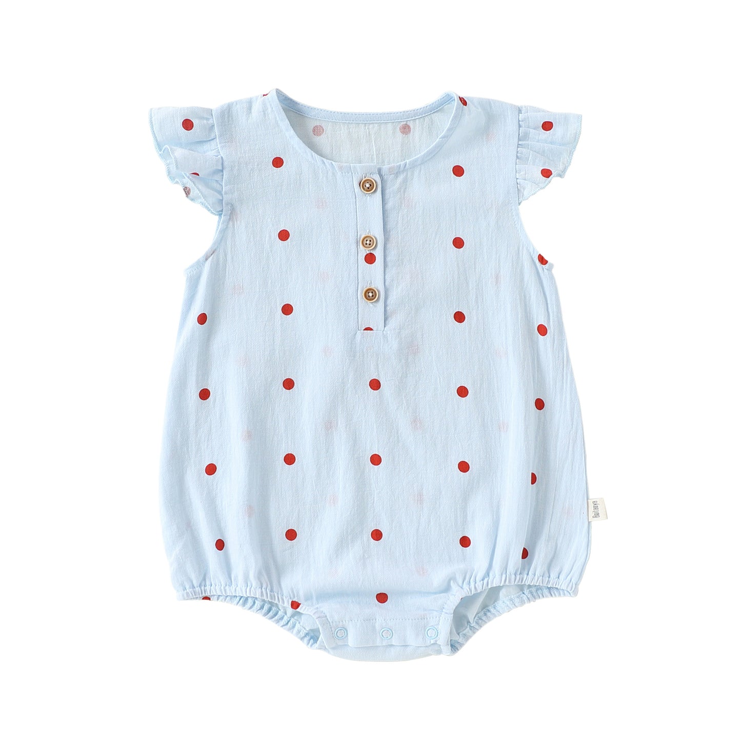 Dot Print Cotton Romper ガーゼ ドット 半袖ロンパース【mh0013040】