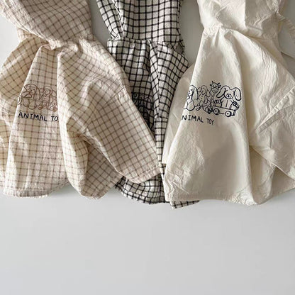 Baby jacket/windbreaker with back animal print, solid and checked colors, boys' children's clothing [mh0003373]