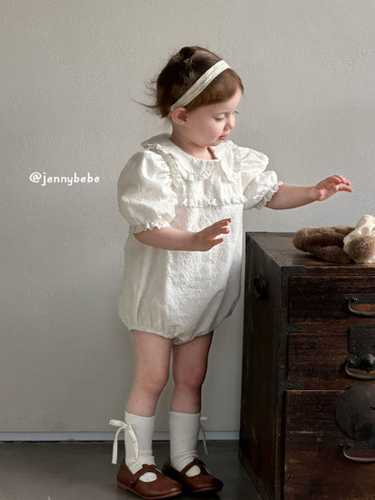 Eyelet Cotton Puff Sleeve Romper