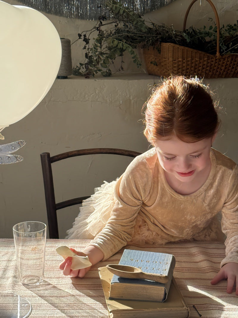 長袖ワンピース ベロア チュチュ チュールスカート パーティドレス【mh0011881】