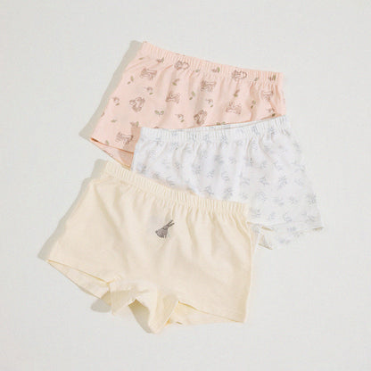 Girls' Cartoon Breathable Boxer Shorts ボタニカルプリント ボクサーパンツ【mh0013205】
