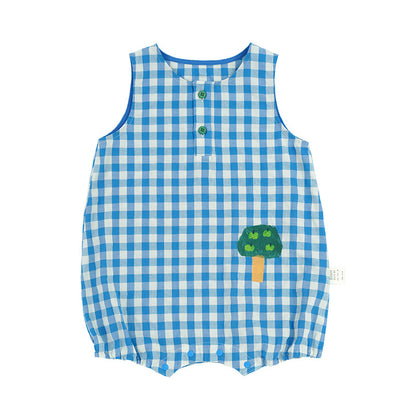 Gingham Sleeveless Jumpsuit Romper チェック ノースリーブロンパース【mh0013216】