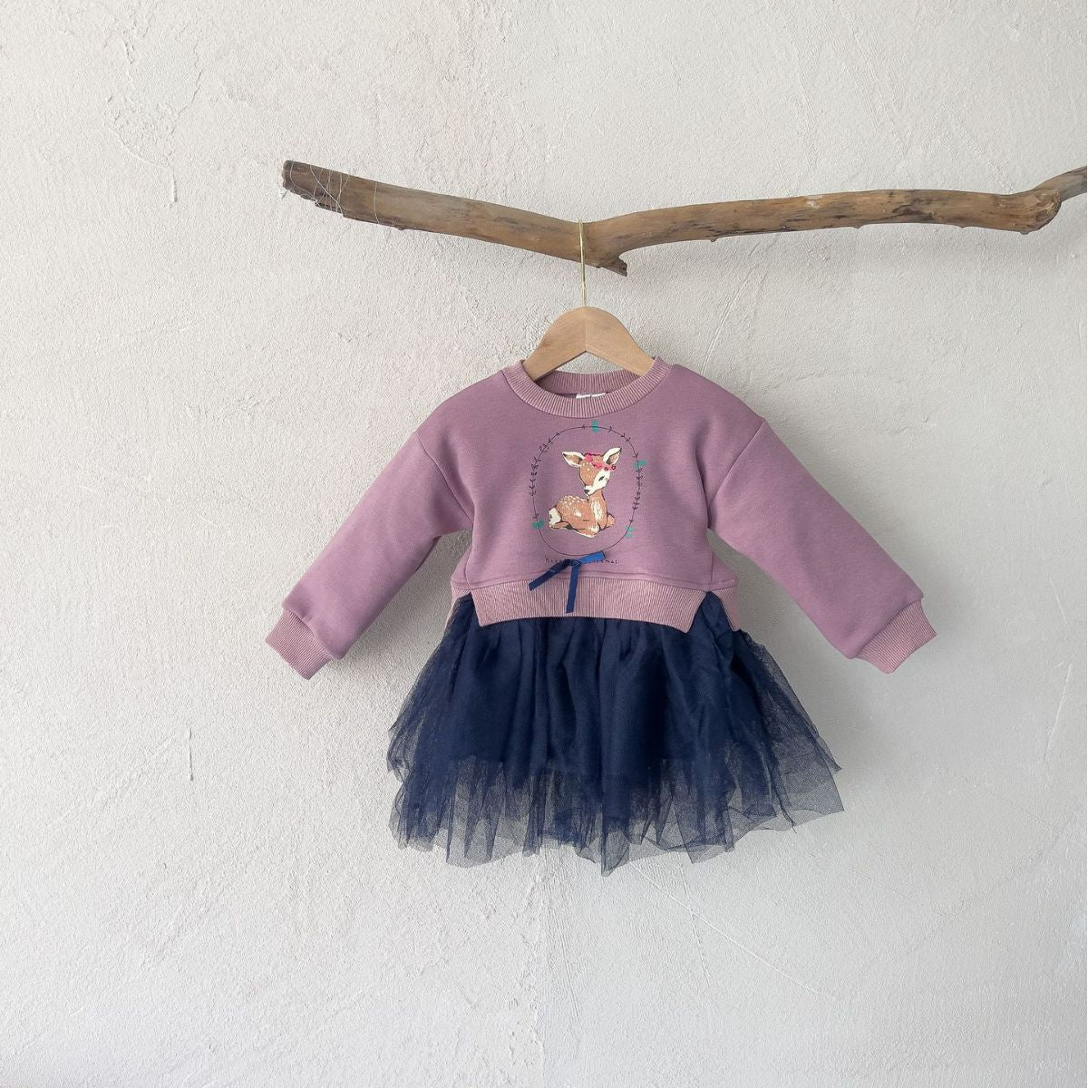 Animal Graphic Tulle Layered Dress チュール 長袖ワンピース【mh0012633】