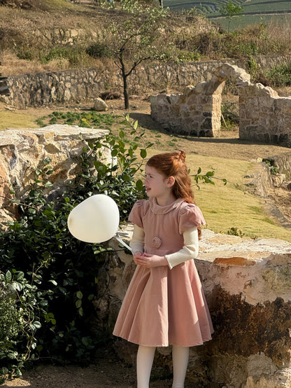 半袖パフスリーブワンピース レトロ クラッシック 発表会 ドレス【mh0011892】