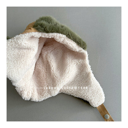 ベビー帽子 パンダ/うさぎ/恐竜アップリケ キルト 耳当て付き フライトハット【mh0011831】