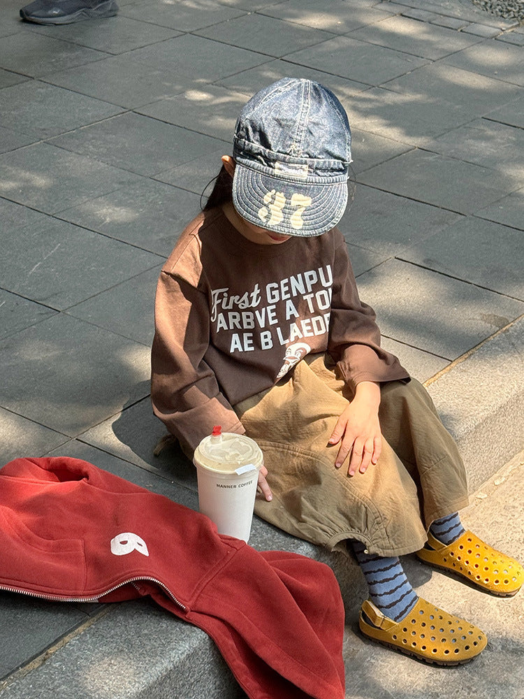 -ペンギン柄プリントTシャツ ロゴ入り長袖トップス【mh0011055】 - mamahalo shop - 長袖Tシャツ -  べビー服 - 子供服 - 男の子 - 女の子