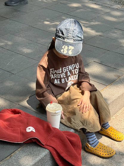 -ペンギン柄プリントTシャツ ロゴ入り長袖トップス【mh0011055】 - mamahalo shop - 長袖Tシャツ -  べビー服 - 子供服 - 男の子 - 女の子