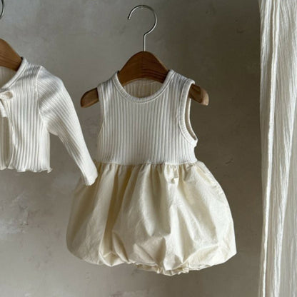 Ribbed Cardigan Balloon Skirt リブカーディガン スカート セット【mh0012501】