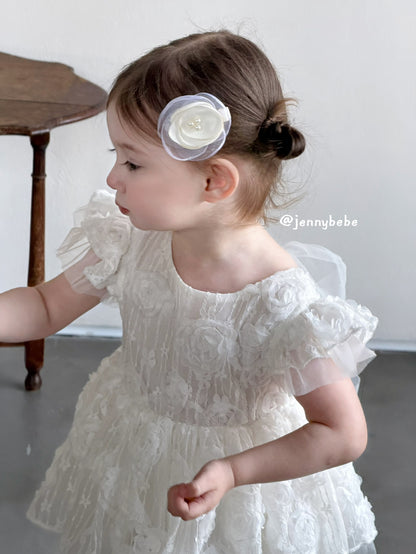 Flower Lace Mesh Princess Dress ガールズ フラワーレース チュール ワンピース【mh0012525】