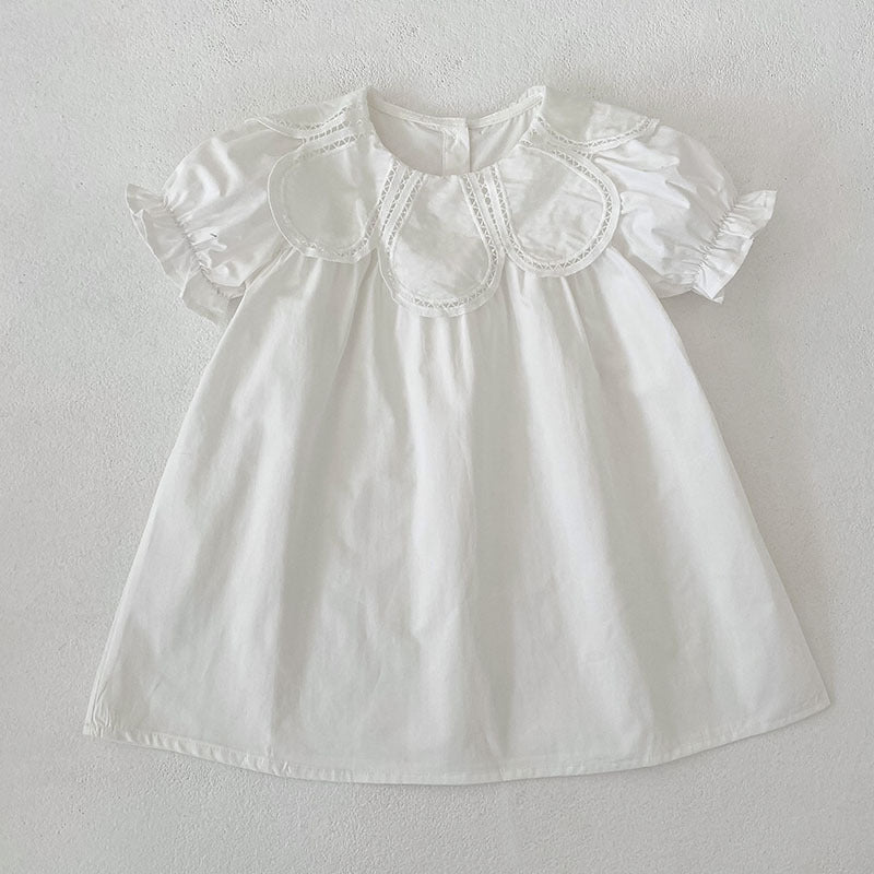 Petal Collar Romper Puff Sleeve Dress ラッフル ロンパース ミモレ丈ワンピース【mh0013158】