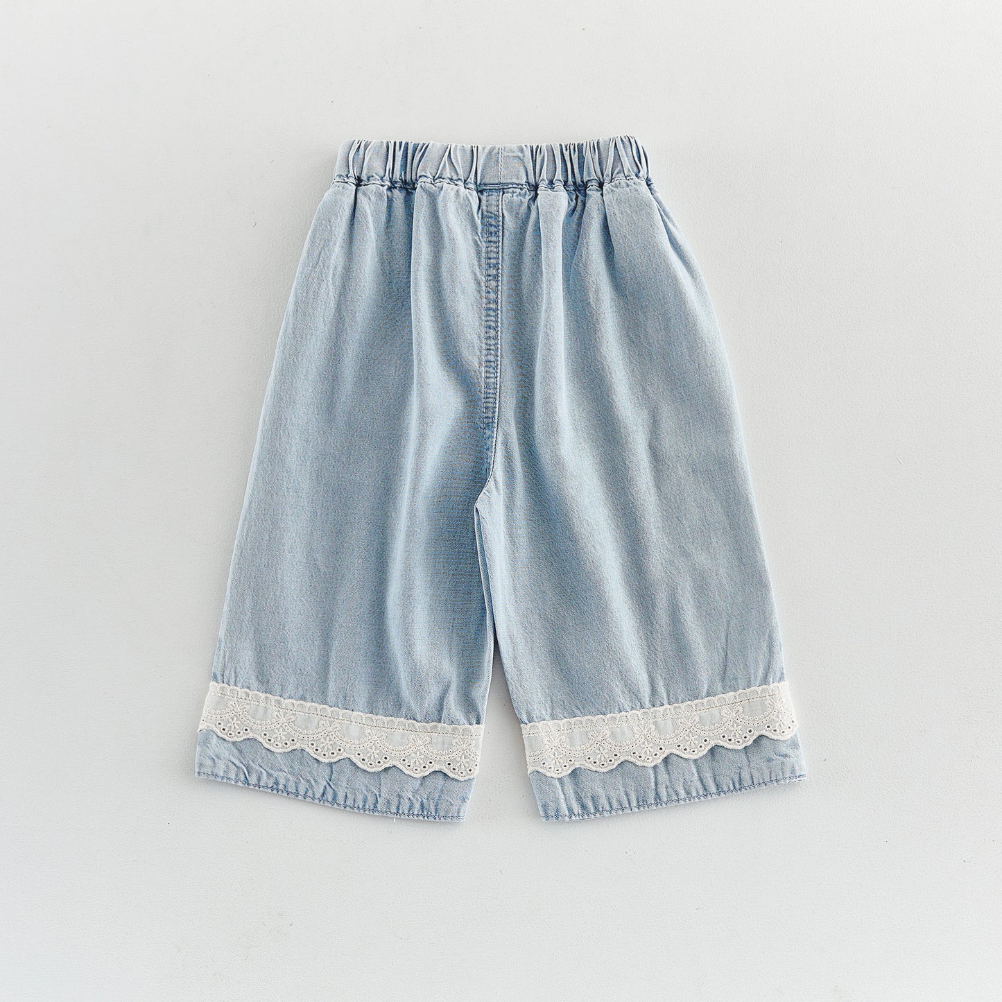 キッズ 裾レース ワイド デニムパンツ【mh0013840】