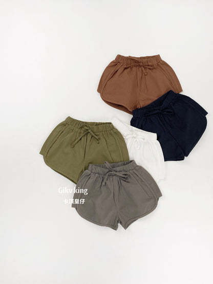 Elastic Waist Drawstring Dolphin Shorts 無地 ショートパンツ【mh0012840】