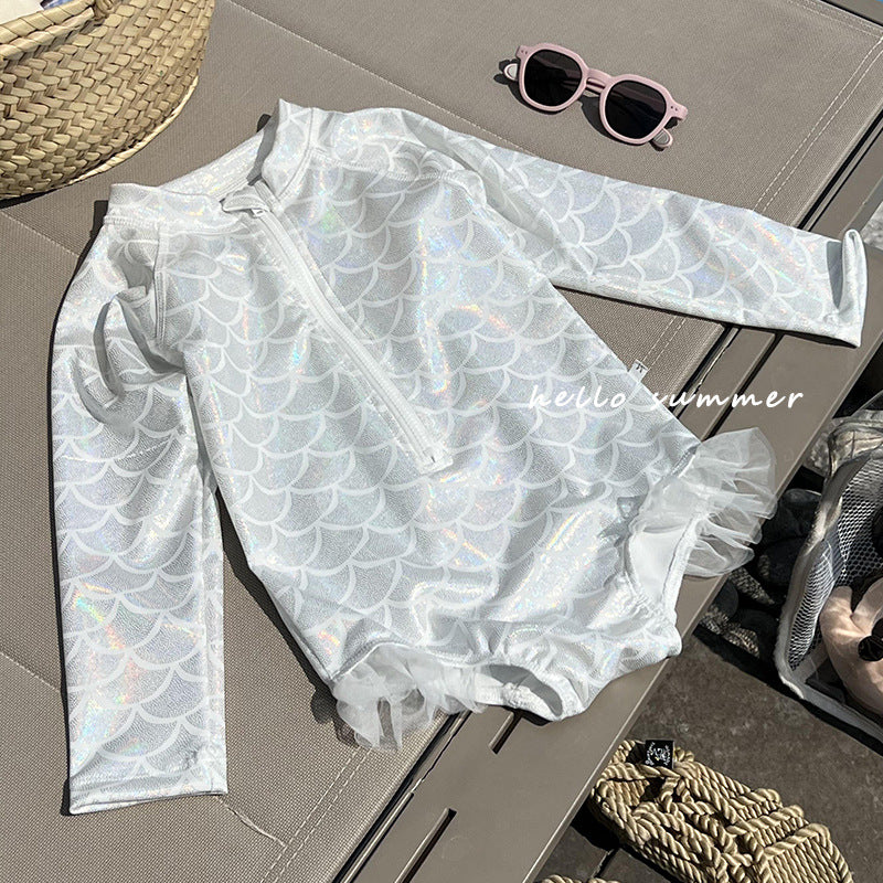 Mermaid Scale Shiny One-Piece Swimwear マーメイド 長袖ワンピース水着【mh0013346】