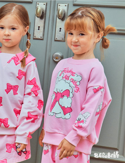 -リボン柄ビッグカラー長袖スウェット/フリル付きミニスカートセットアップ 2点セット【mh0010980】 - mamahalo shop - 長袖セットアップ -  べビー服 - 子供服 - 男の子 - 女の子