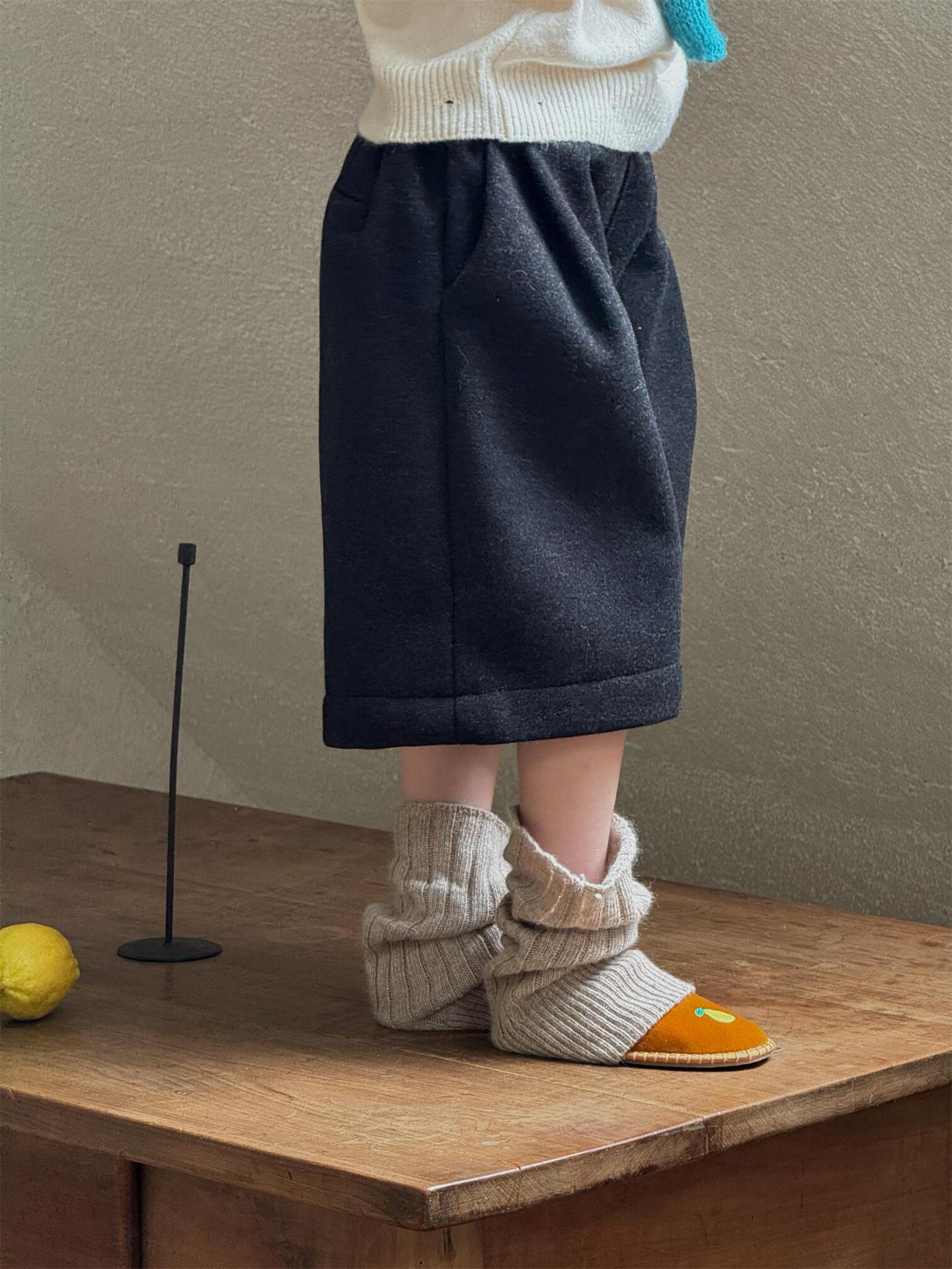 ハーフパンツ ウールタッチ 裏起毛 ストレート ゆったり あったか【mh0011735】