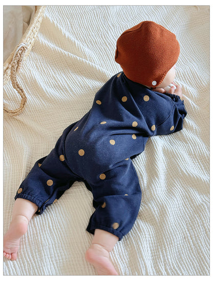 -どんぐり/ドットプリント長袖ロンパース【mh0010744】 - mamahalo shop - 長袖ロンパース -  べビー服 - 子供服 - 男の子 - 女の子