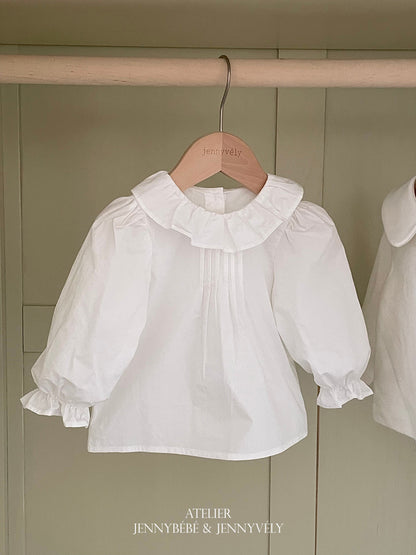 Petos de pleat, pelele, vestido sin mangas y blusa de manga larga con cuello de volantes para bebés y niños 【mh0014660】