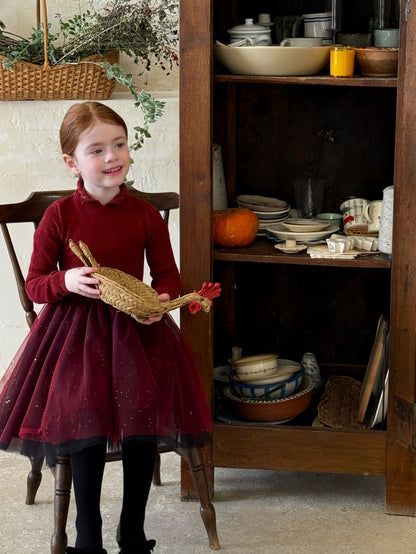 長袖ワンピース チュチュチュールスカート スパンコール ドレス【mh0011886】