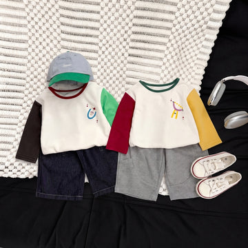 Baby/Kids Color Block Long-Sleeve T-shirt【mh0014008】