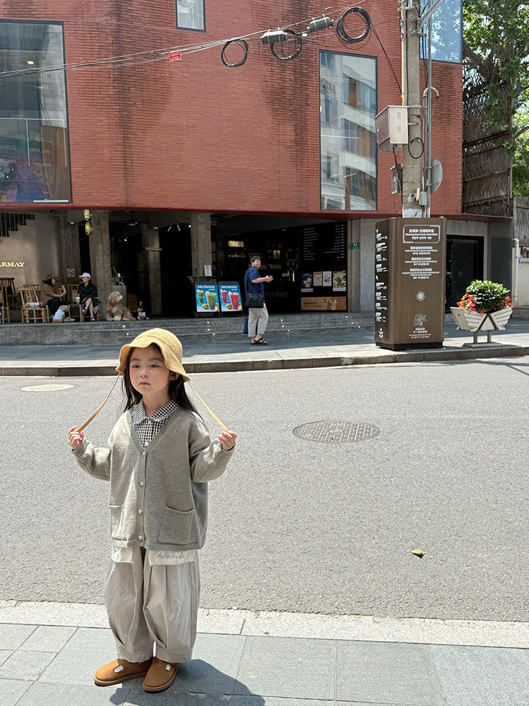 -ニットVネックシンプルカーディガン【mh0011028】 - mamahalo shop - カーディガン・パーカー -  べビー服 - 子供服 - 男の子 - 女の子