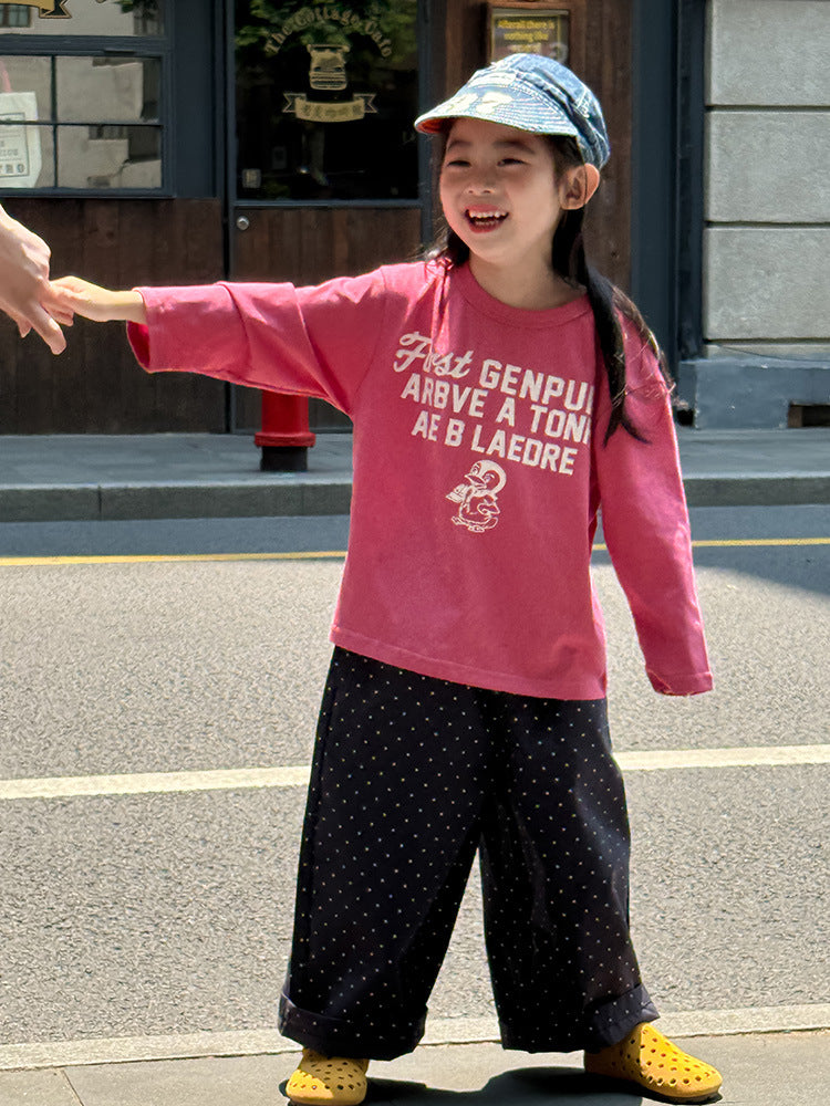 -ペンギン柄プリントTシャツ ロゴ入り長袖トップス【mh0011055】 - mamahalo shop - 長袖Tシャツ -  べビー服 - 子供服 - 男の子 - 女の子