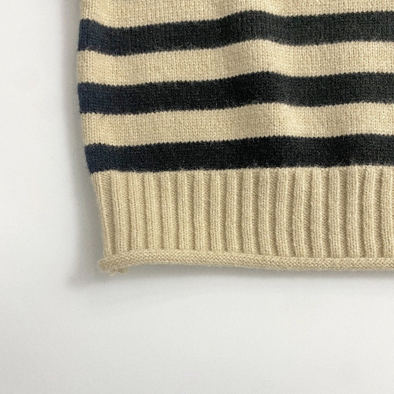 Suéter de punto de cuello alto a rayas para niños【mh0000298】