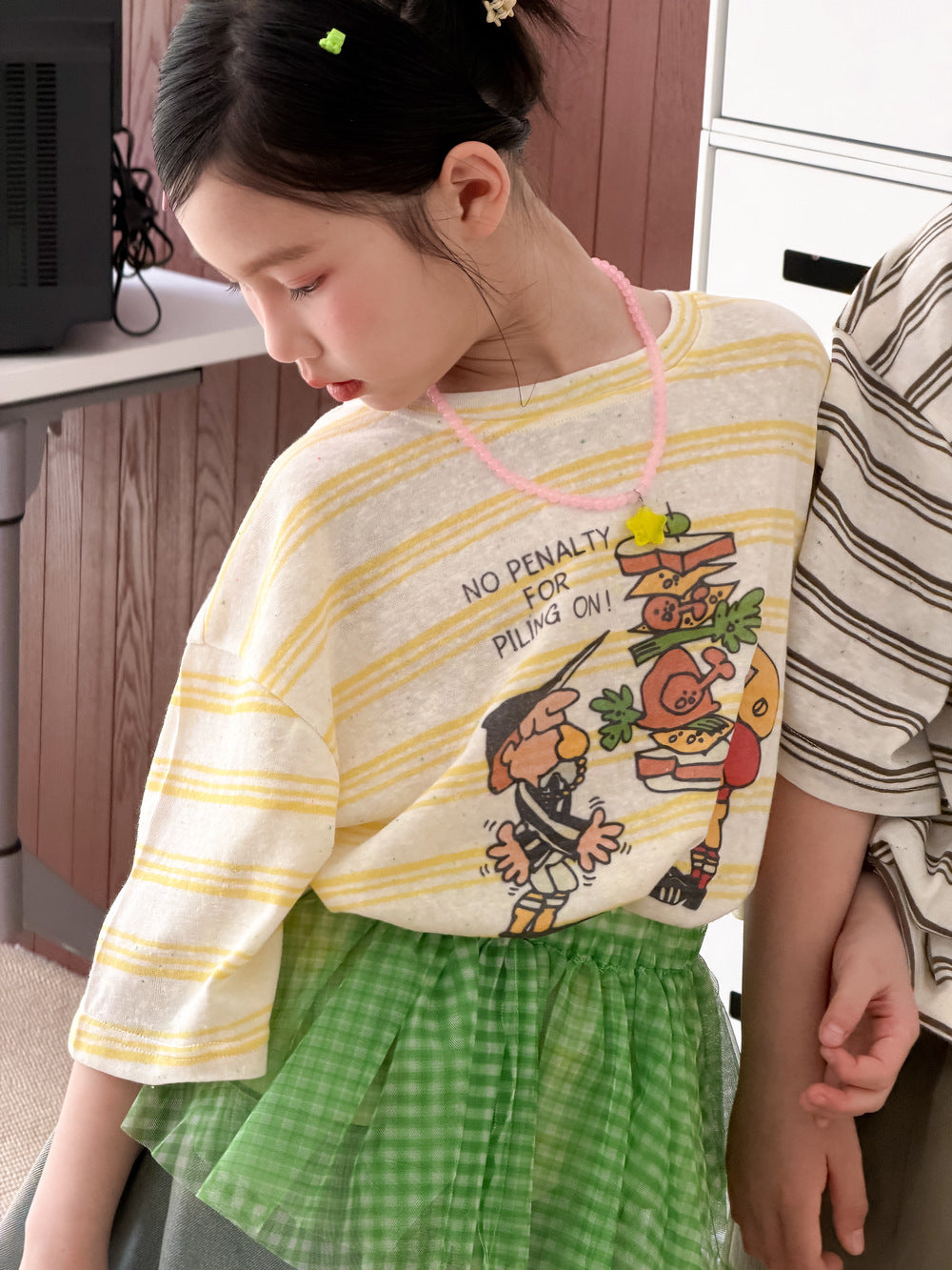 Cartoon Stripe Tee ボーダー 半袖Tシャツ【mh0013530】