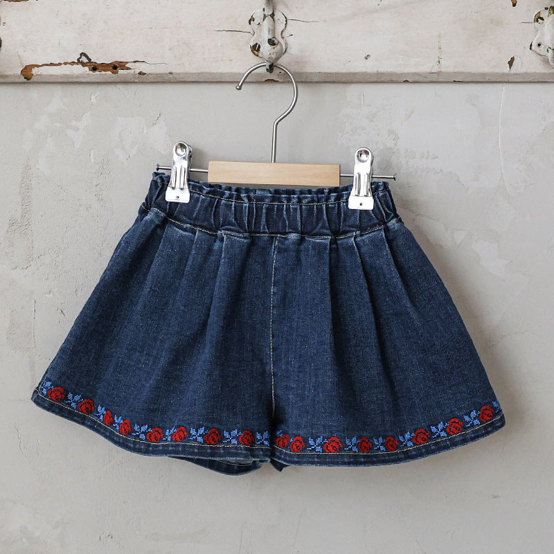 Floral Embroidered Denim Shorts 刺繍 デニムショートパンツ【mh0012988】