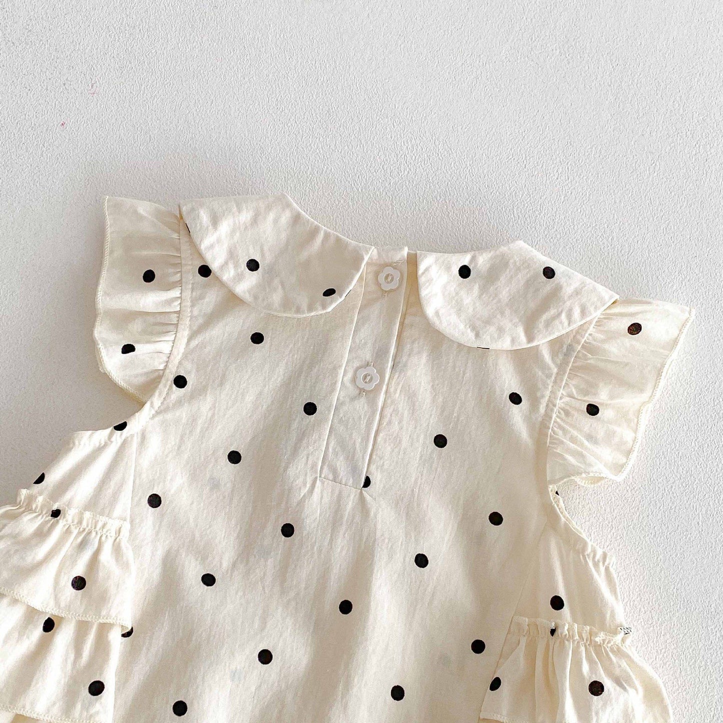 Polka Dot Ruffle Sleeveless Romper ドット ノースリーブロンパース【mh0013436】