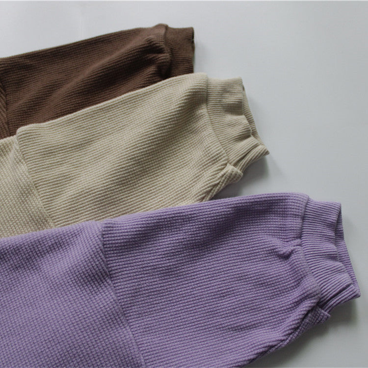 Kids Waffle Dolman Sleeve Loose T-Shirt [mh0001887]