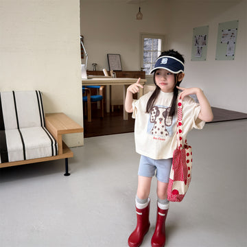 Dalmatian Graphic Cotton Jersey Short Sleeve T-Shirt Animal Print T-Shirt [mh0012660]