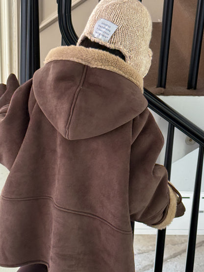 フェイクムートンコート 裏ボアフリース ダッフルジャケット【mh0011875】