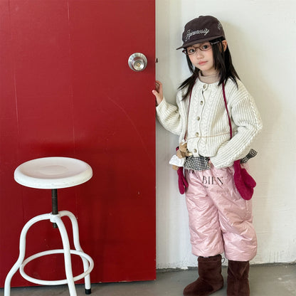 中綿防寒パンツ ジョガーパンツ 暖パン ロゴプリント【mh0011916】