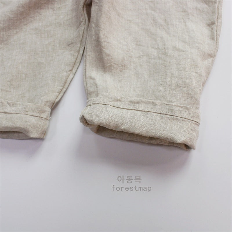 -キッズ コットンリネン ノースリーブ ジャンプスーツ【mh0000515】 - mamahalo shop - ノースリーブジャンプスーツ -  べビー服 - 子供服 - 男の子 - 女の子