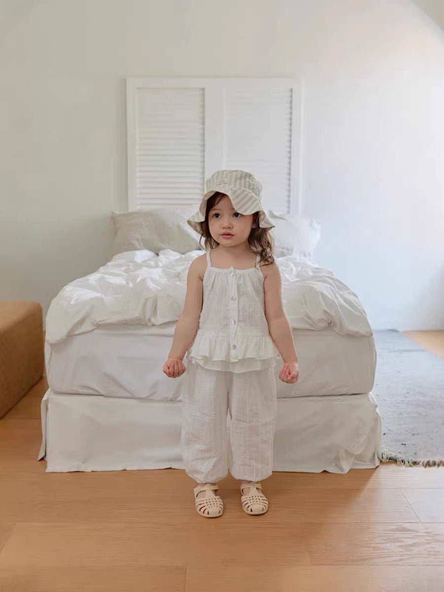 Fashionable Camisole Frill Pants Ruffle Camisole Long Pants [mh0013276]