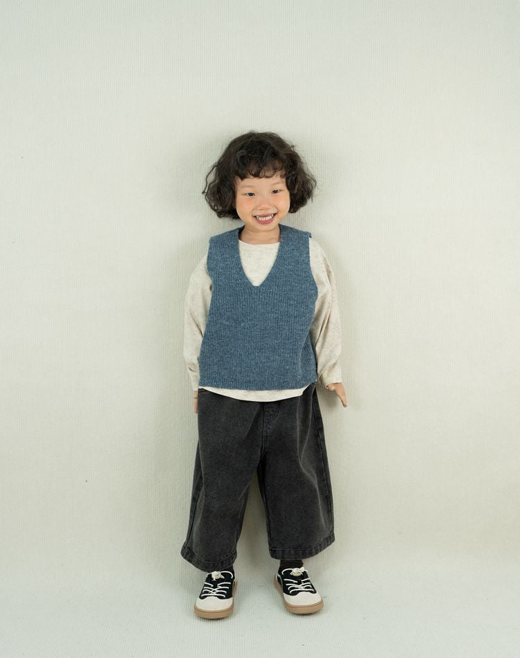 Chaleco de punto con cuello de pico para niños【mh0013925】