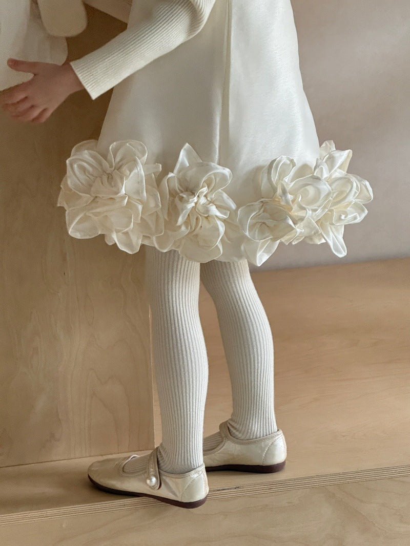 Kids' 3D Floral Ruffled Hem Sleeveless Dress [mh0014083]