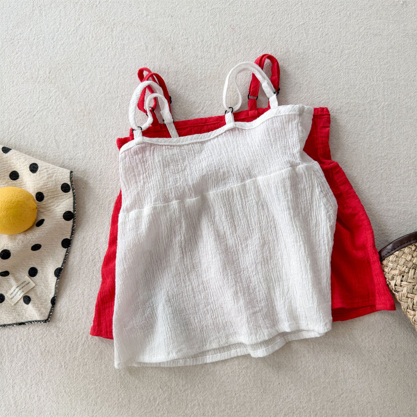 Sleeveless Adjustable Strap Cotton Camisole レタリング ノースリーブキャミソール【mh0013456】