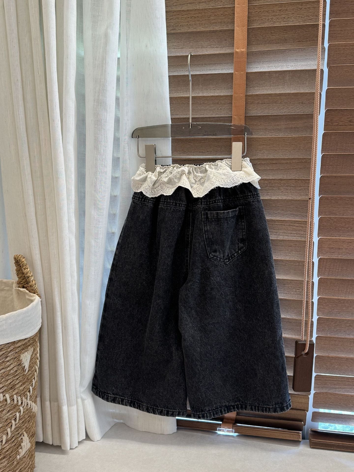 キッズ レース ウォッシュ ルーズ デニム ワイドパンツ【mh0013899】