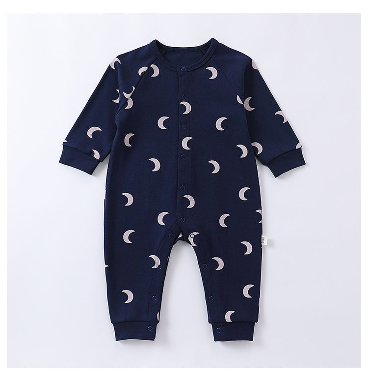 -ムーン/ドッグプリント長袖ロンパース【mh0010752】 - mamahalo shop - 長袖ロンパース -  べビー服 - 子供服 - 男の子 - 女の子