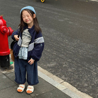 -バイカラージップアップフリースジャケットブルゾン裏起毛防寒アウター【mh0010912】 - mamahalo shop - ショートコート・ジャケット・ジャンパー -  べビー服 - 子供服 - 男の子 - 女の子