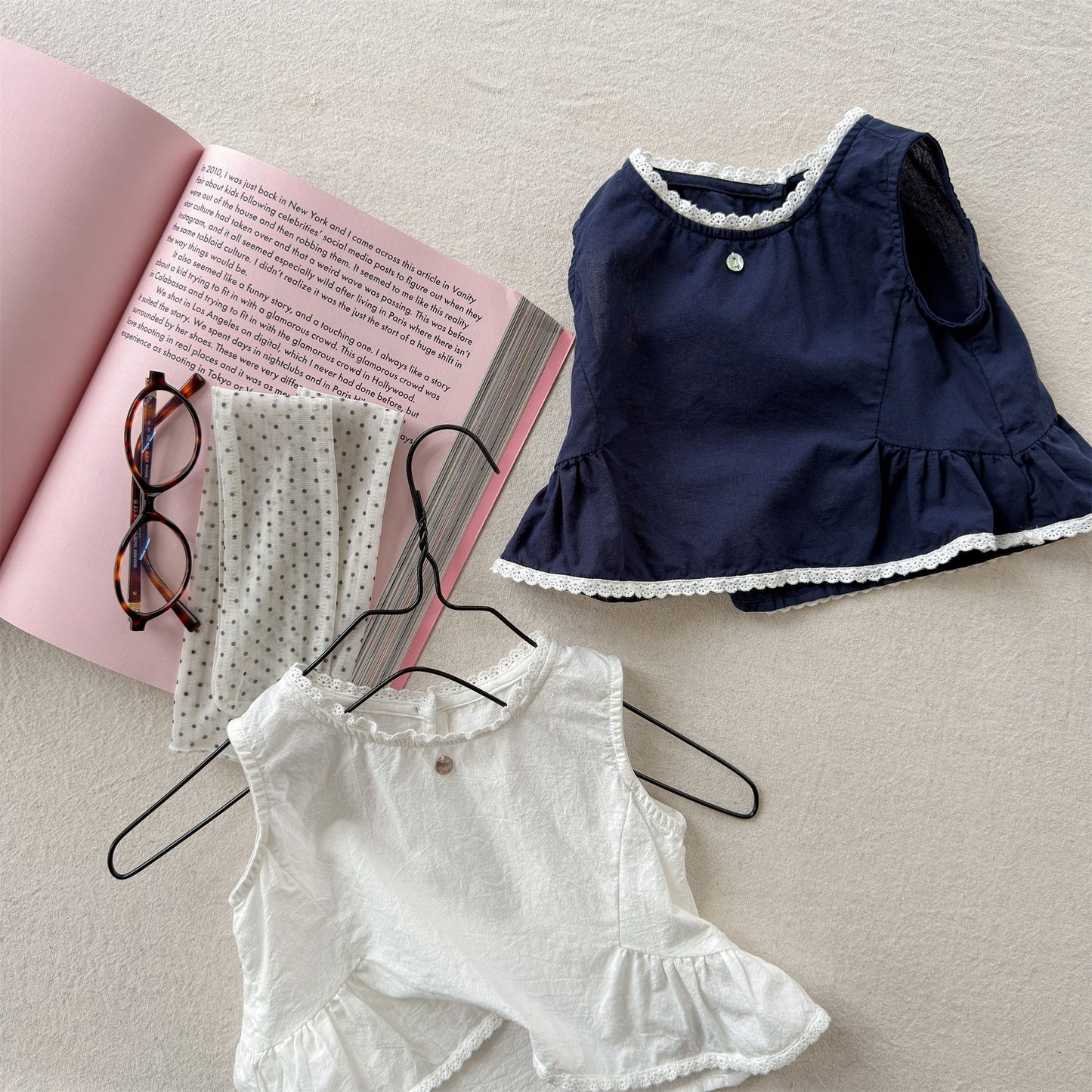 Sleeveless Lace Peplum Shirt レース ノースリーブブラウス【mh0013455】