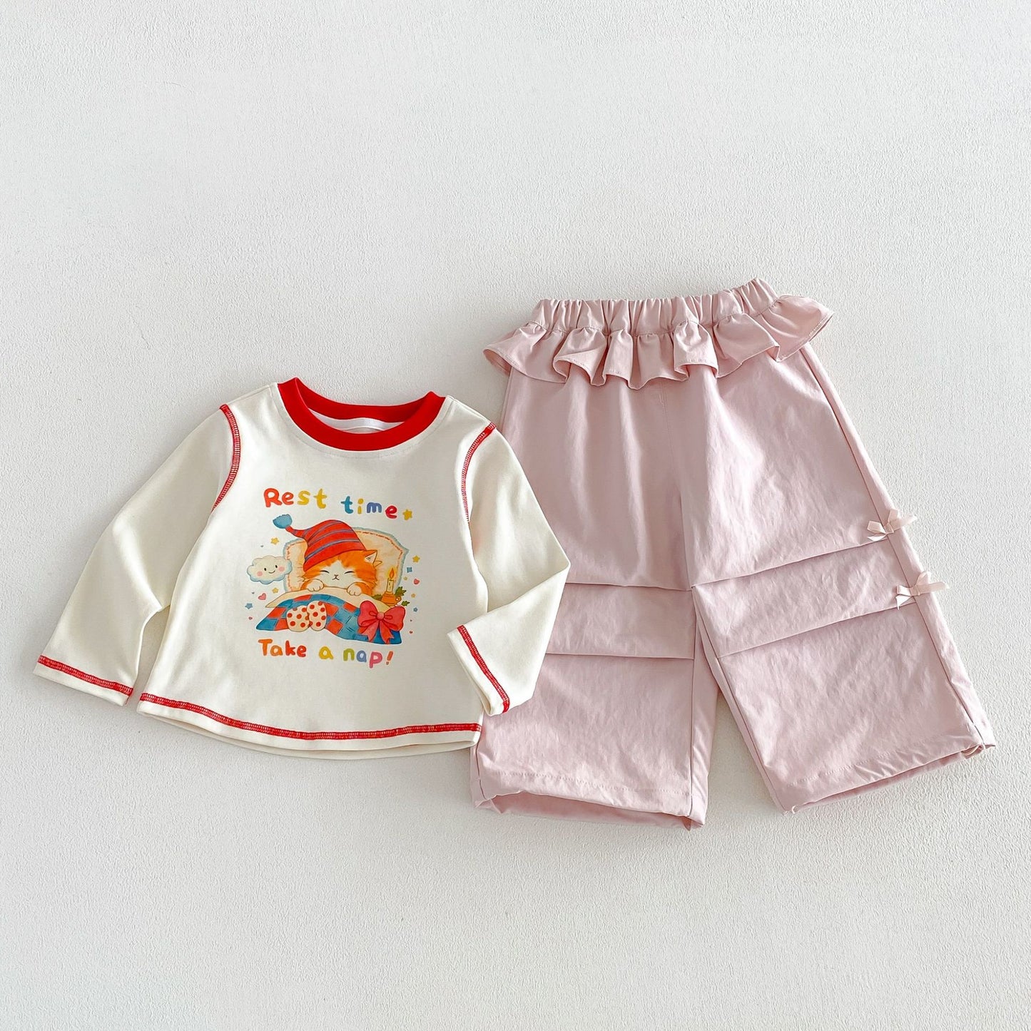 キッズ キャラクター プリント 長袖Tシャツ ワークパンツ【mh0014033】