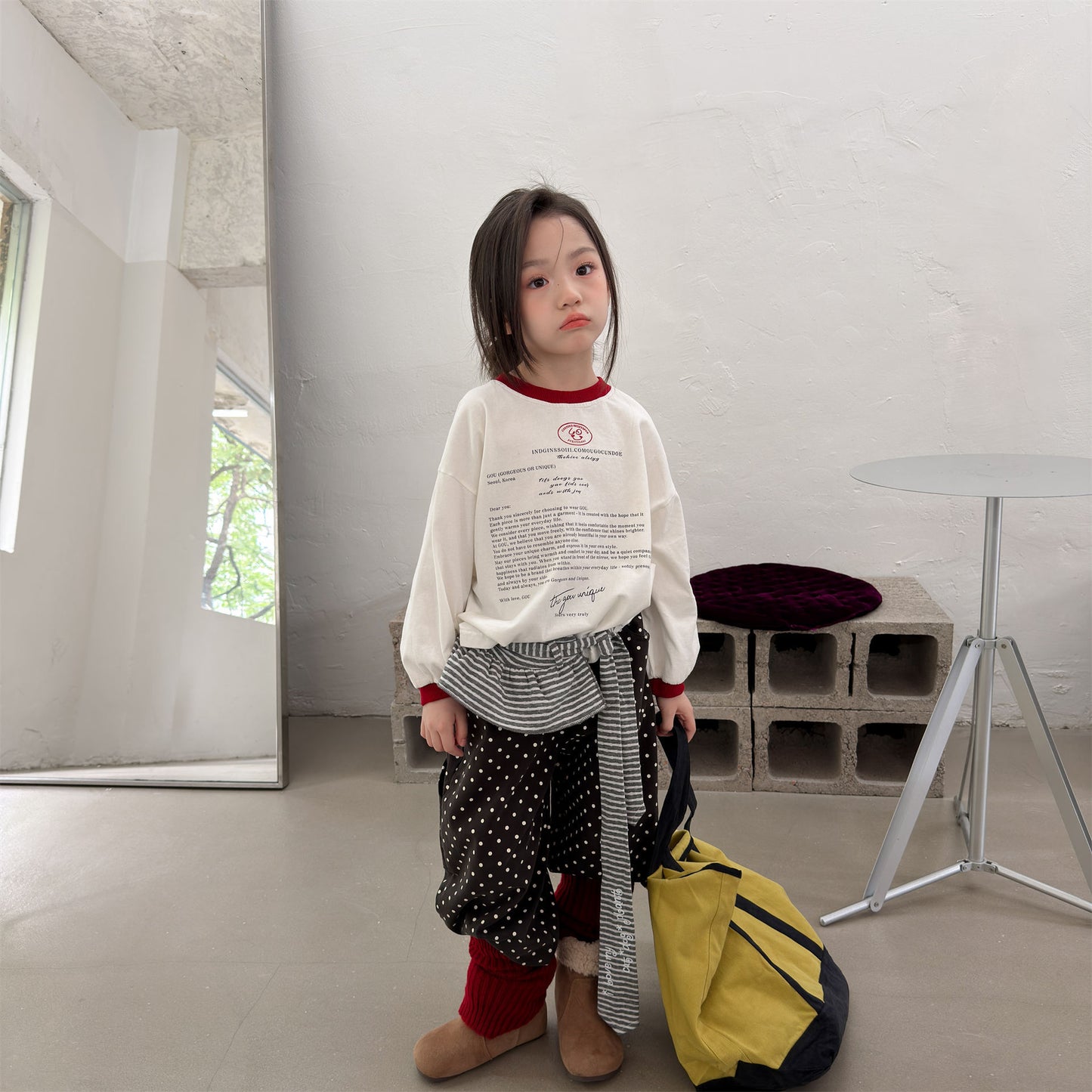 Kids' Color-Blocked Ringer Loose-Fit Letter-Printed Striped Long-Sleeved T-Shirt [mh0014062]