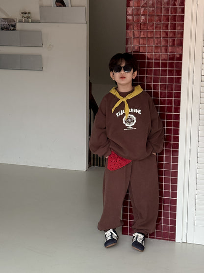 セットアップ キッズ 裏起毛 ロゴ 厚手 スウェット カジュアル ルーズフィット【mh0011670】