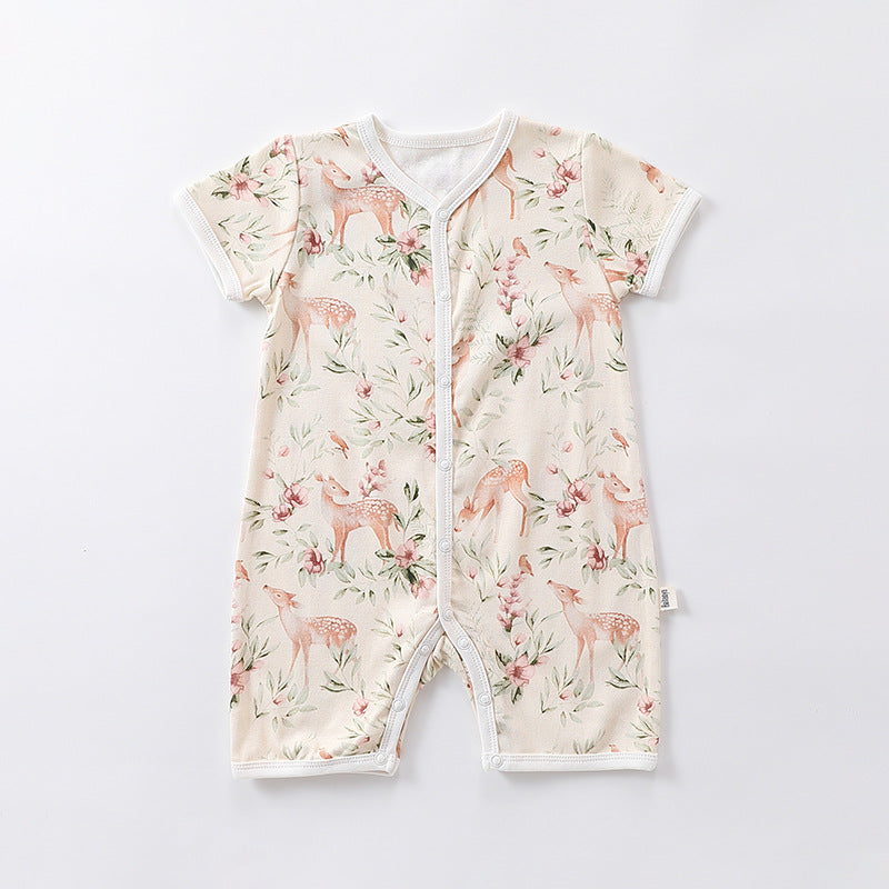 Animal Pattern Snap Button Short Sleeve Romper アニマル 半袖ロンパース【mh0013609】
