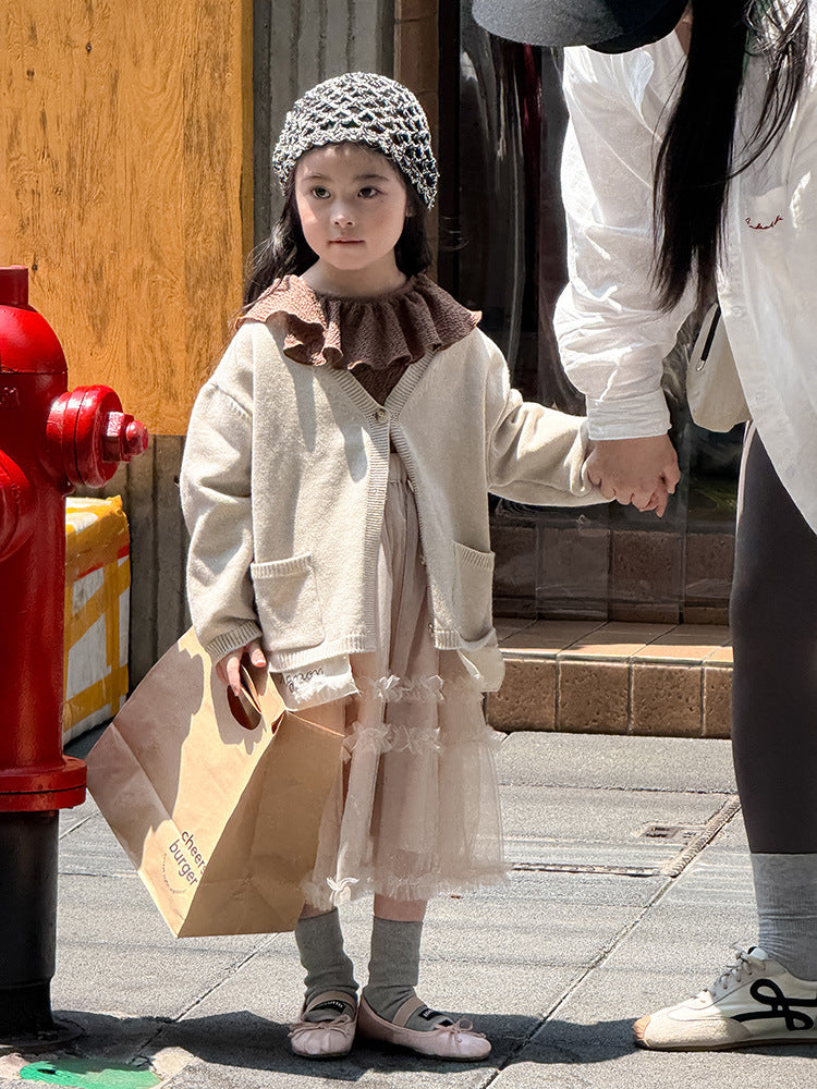 -ニットVネックシンプルカーディガン【mh0011028】 - mamahalo shop - カーディガン・パーカー -  べビー服 - 子供服 - 男の子 - 女の子